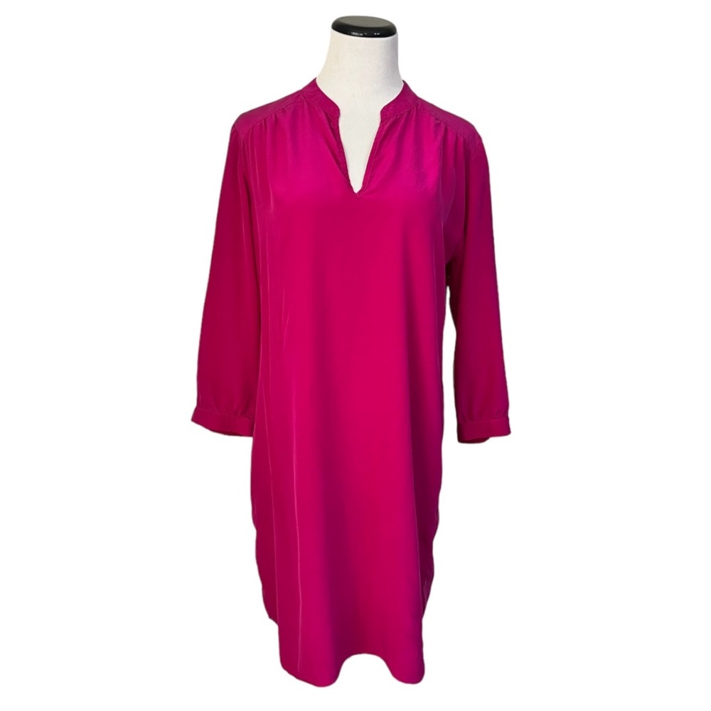 Amanda Uprichard fuchsia long sleeve silk tunic dress size medium